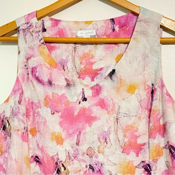 Pure Jill Water Color Floral Sleeveless Linen Midi Dress size Small - Picture 2 of 12